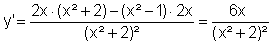 y' = (2x*(x^2 + 2) - (x^2 - 1)*2x)/(x^2 + 2)^2 = 6x/(x^2 + 2)^2