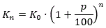 K_n = K_0*(1+p/100)^n