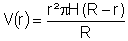 V(r) = r^2*pi*H*(R - r)/R